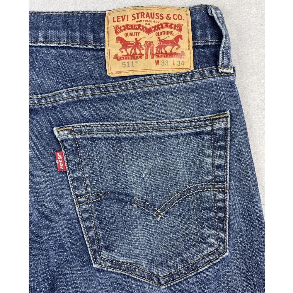 Levi's Jeans Mens 33x34 Blue 511 Slim Fit Medium Wash Denim Casual Pants